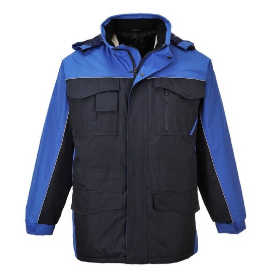 Jacheta vatuita, impermeabila, accesorii reflectorizante, model parka [S562] Bleumarin si albastru regal
