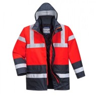 Jacheta Hi-Vis vatuită rosu-bleumarin reflectorizanta