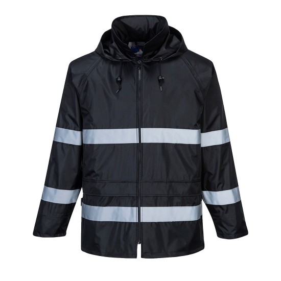 Jacheta de ploaie impermeabila, cu dungi reflectorizante, Iona [F440] Negru