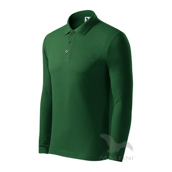 Tricou polo maneca lunga barbati, 200g/m2, Malfini LS221 Verde sticla