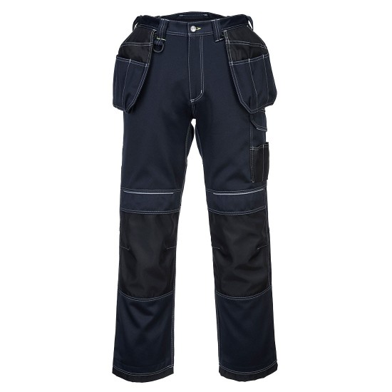 Pantaloni de lucru foarte rezistenti, buzunare pentru scule, tercot, 300g/m2, [T602] Bleumarin si negru