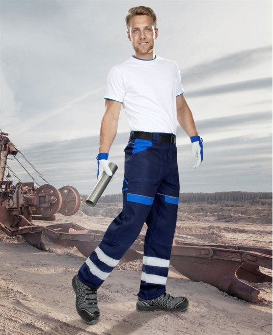 Pantaloni de lucru Cool Trend Reflex bleumarin, dungi reflectorizante Bleumarin