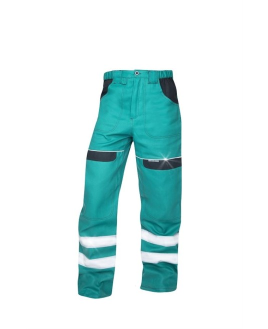 Pantaloni de lucru Cool Trend Reflex verde, dungi reflectorizante Verde si negru