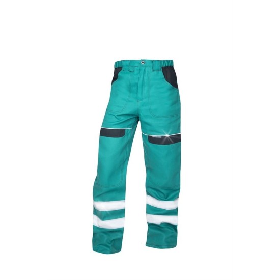 Pantaloni de lucru Cool Trend Reflex verde, dungi reflectorizante Verde si negru