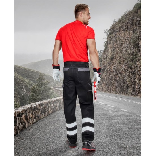 Pantaloni de lucru Cool Trend Reflex negru, dungi reflectorizante Negru si Gri Pantaloni de lucru Cool Trend Reflex negru, dungi reflectorizante Negru si Gri