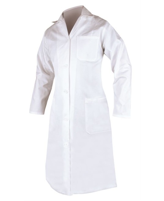 Halat alb pentru femei, maneca lunga, bumbac, 245g/m2 Alb