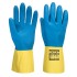 Manusi de protectie imersate in latex dublu-galben/albastru