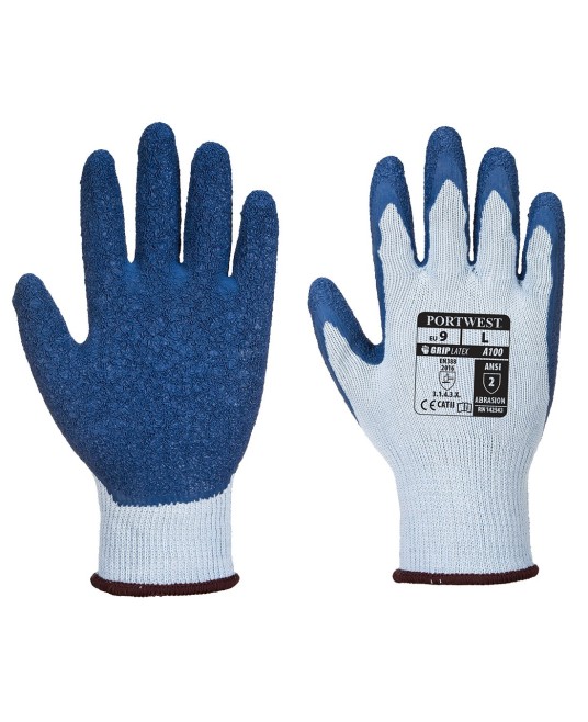 Manusi de protectie bumbac imersate in latex Grip [A100] Gri albastru