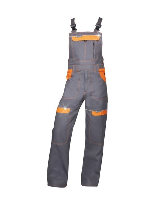 Salopeta de lucru Cool Trend  bumbac, 260g/m2 gri -portocaliu