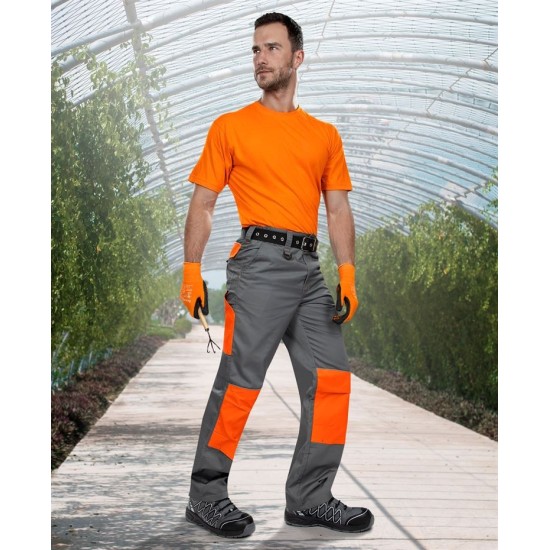 Pantaloni de lucru foarte rezistenti, tercot 235g/m2, 2Strong Gri si Portocaliu Pantaloni de lucru foarte rezistenti, tercot 235g/m2, 2Strong Gri si Portocaliu