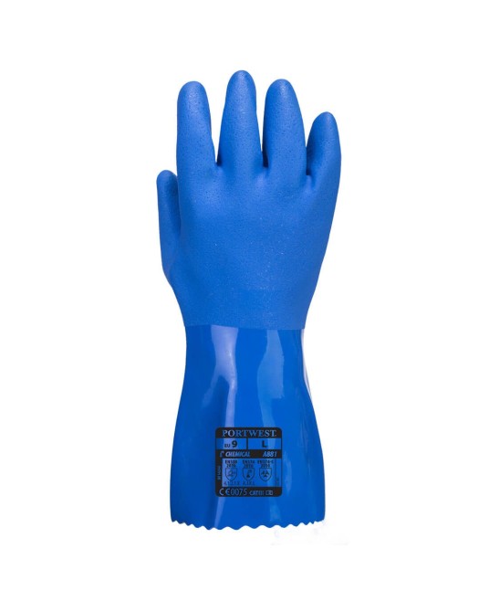 Manusi de protectie antichimica din PVC flexibil, impermeabile [A881] Albastru