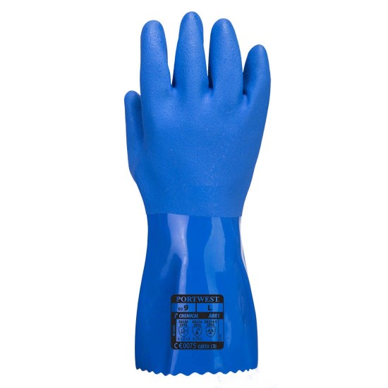 Manusi de protectie antichimica din PVC flexibil, impermeabile [A881] Albastru