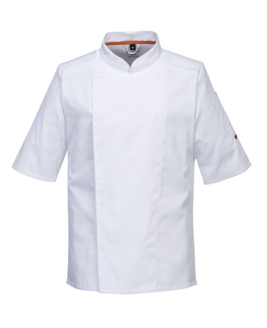 Jacheta cu maneca scurta pentru bucatari, plasa MeshAir [C738] Alb
