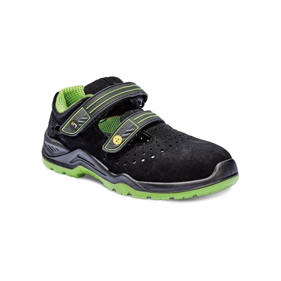 Sandale de protectie ESD foarte comode S1P Negru cu verde - minim 30 perechi