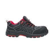 Pantofi de protectie cu bombeu compozit si lamela, S1P  [G3197] Negru-Rosu