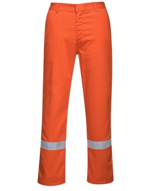Pantaloni de protectie ignifuga, dungi reflectorizante, Bizweld Iona [BZ14] Portocaliu