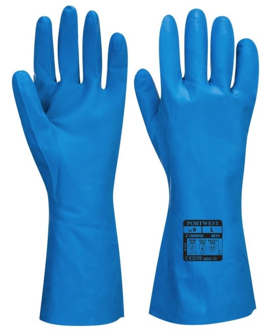 Manusi de protectie antichimica din nitril, impermeabile, Food Safe [A814] Albastru