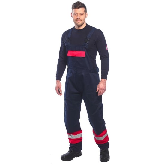 Salopeta  cu pieptar ignifuga antistatica protectie arc electric [FR57] Bleumarin-rosu