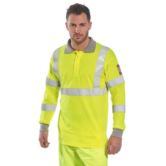 Tricou polo cu maneca lunga ignifug, antistatic, reflectorizant [FR77] Galben