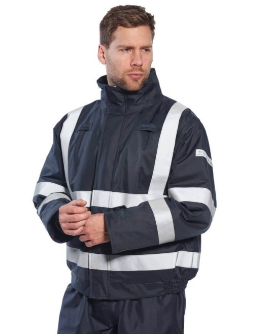 Jacheta de protectie ignifuga vatuita, reflectorizanta, antistatica, Bleumarin