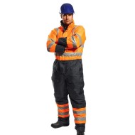 Combinezon vatuit reflectorizant, HiVis, Portocaliu si bleumarin