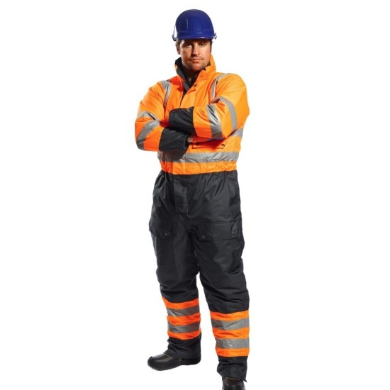 Combinezon vatuit reflectorizant, HiVis, Portocaliu si bleumarin Combinezon vatuit reflectorizant, HiVis, Portocaliu si bleumarin