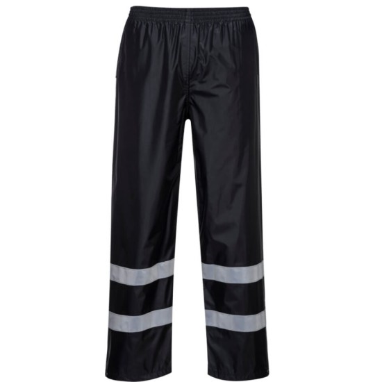 Pantaloni de ploaie impermeabili, dungi reflectorizante, IONA [F441] Negru