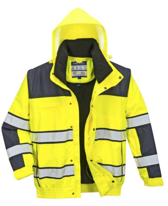 Jacheta vatuita reflectorizanta, 3 in 1, inalta vizibilitat [C466] Galben si negru