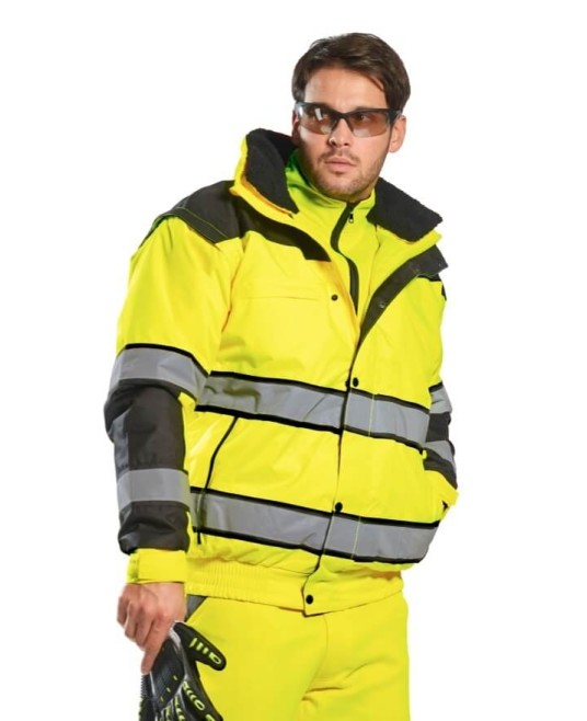 Jacheta vatuita reflectorizanta, 3 in 1, inalta vizibilitat [C466] Portocaliu si negru