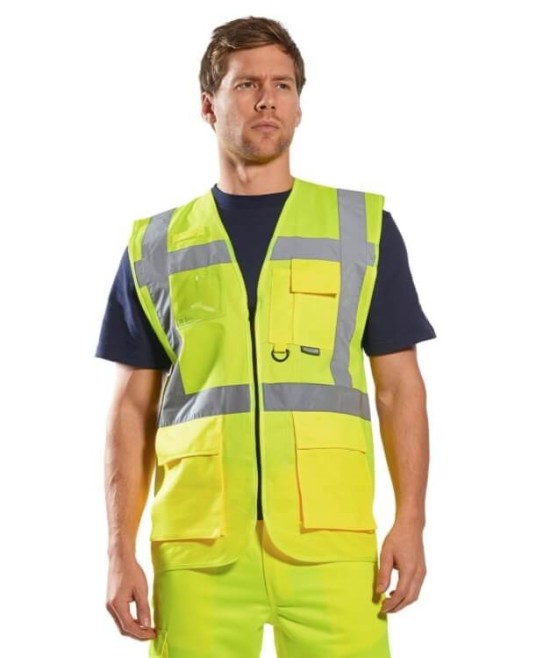 Vesta de protectie reflectorizanta, cu fermoar, galben, portocaliu, rosu, Galben