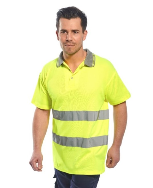 Tricou polo cu maneca scurta reflectorizant, HiVis, 175g/m2, Galben