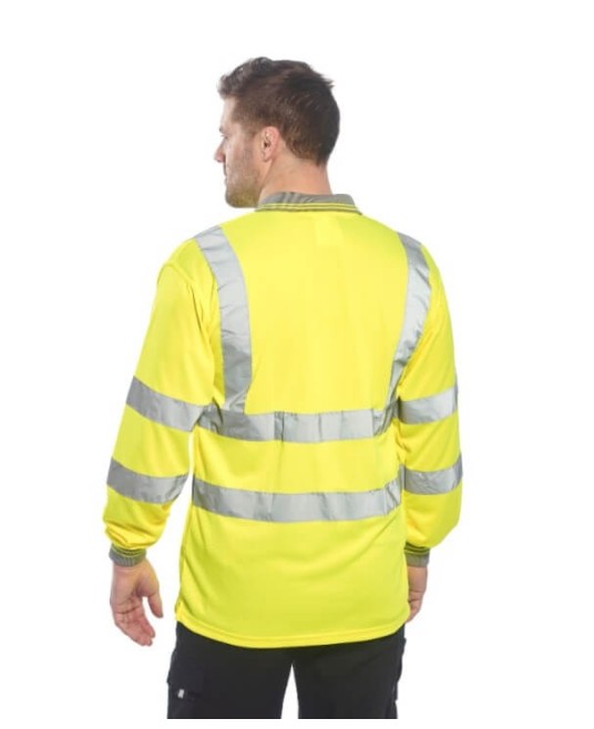 Tricou polo cu maneca lunga reflectorizant, HiVis, 175g/m2, Galben