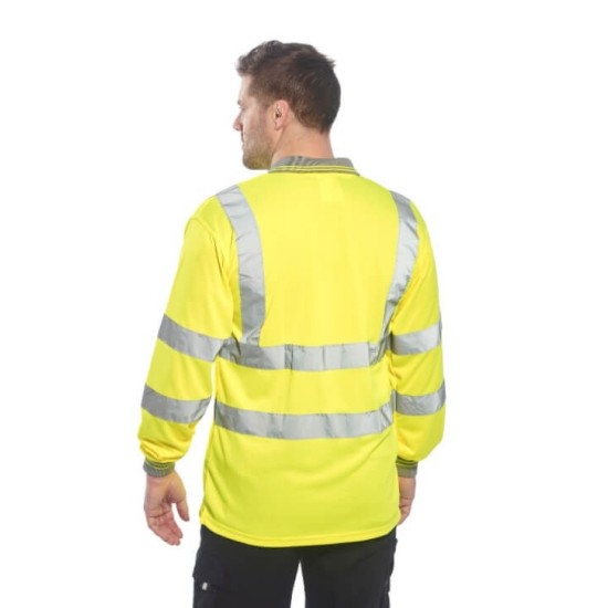 Tricou polo cu maneca lunga reflectorizant, HiVis, 175g/m2, Galben Tricou polo cu maneca lunga reflectorizant, HiVis, 175g/m2, Galben