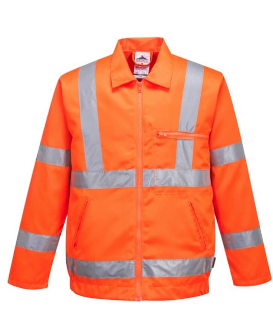Jacheta HiVis portocalie cu dungi reflectorizante