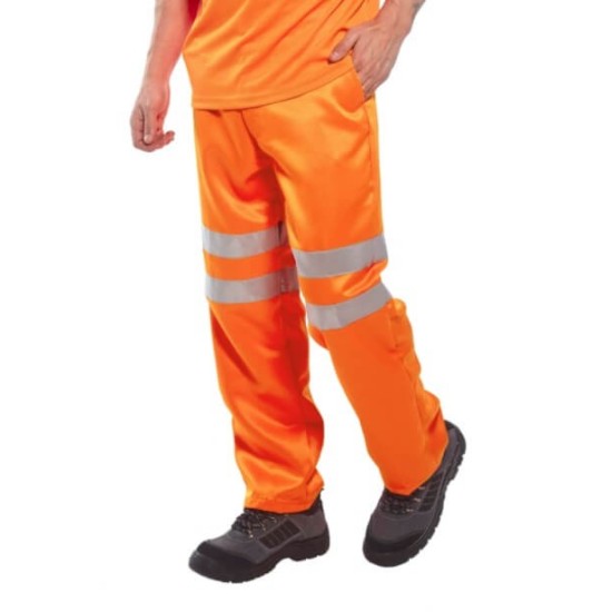 Pantaloni de protectie reflectorizanti, HiVis, tercot, 280g/m2 [RT45] Portocaliu