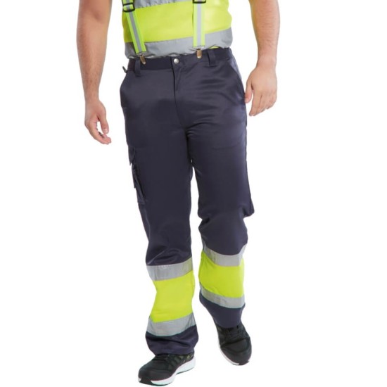 Pantaloni reflectorizanti Hi-Vis Two Tone Combat [E049] Galben si bleumarin