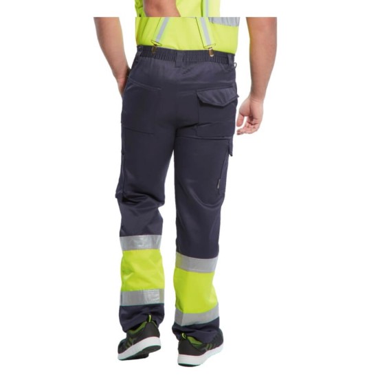 Pantaloni reflectorizanti Hi-Vis Two Tone Combat [E049] Portocaliu si bleumarin