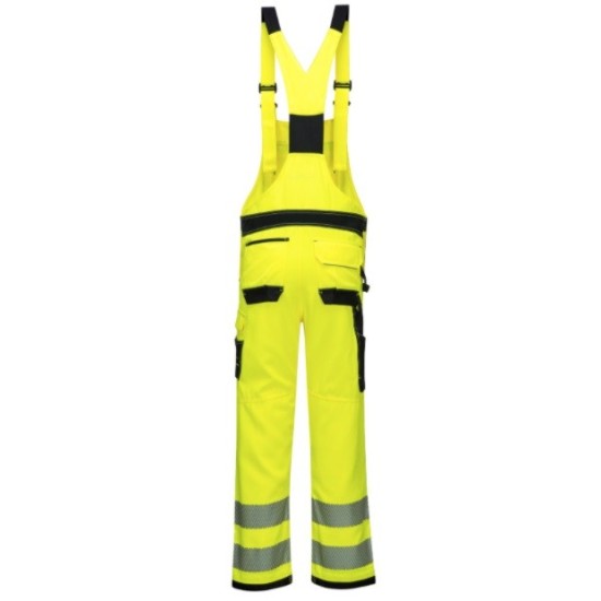 Pantaloni reflectorizanti Hi-Vis cu pieptar Bib & Brace, gama premium PW3 [PW344] Galben si negru