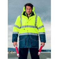 Jacheta vatuita reflectorizanta, 7 in 1, inalta vizibilitate [S426] Galben si bleumarin