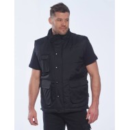 Vesta vatuita, impermeabila,  buzunar telefon, strat superior PVC [S415] Negru