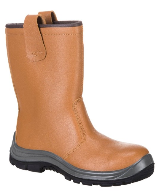 Cizme de piele imblanite, bombeu metalic si lamela, S1P CI HRO [FW12] Maro deschis