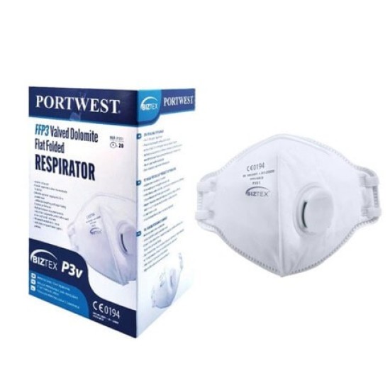 Masca de protectie respiratorie FFP3 cu supapa, pliabila, 20 buc/cutie [P351] Alb