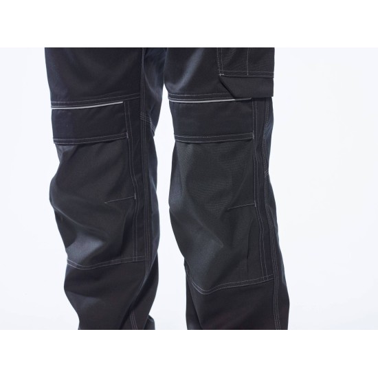 Pantaloni de lucru foarte rezistenti, buzunare pentru scule, tercot, 300g/m2, [T602] Bleumarin si negru