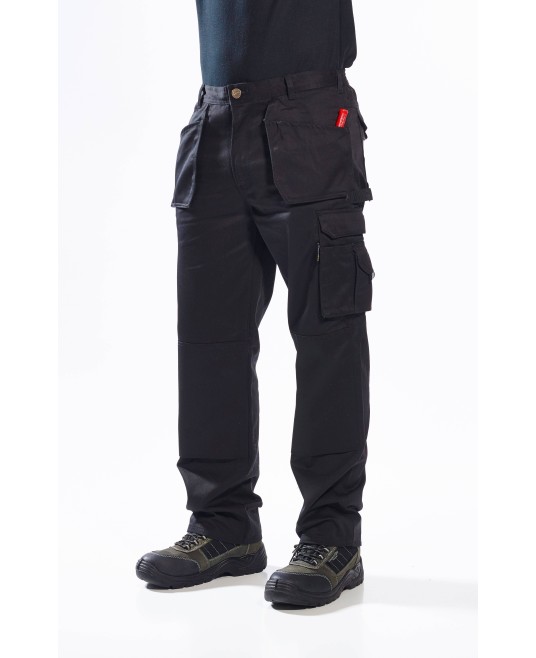 Pantaloni de lucru foarte rezistenti, buzunare ascunse scule, tercot, 300g [KS15] Negru