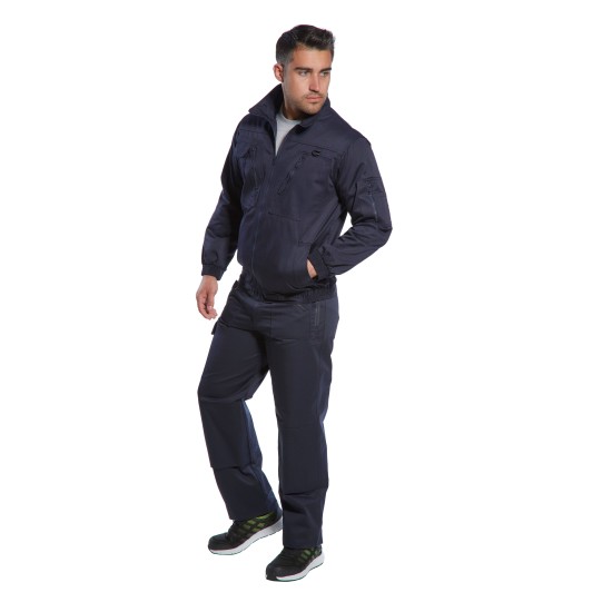 Pantaloni de lucru rezistenti, 11 buzunare, tercot, 245g/m2, eXtra tall, bleumarin