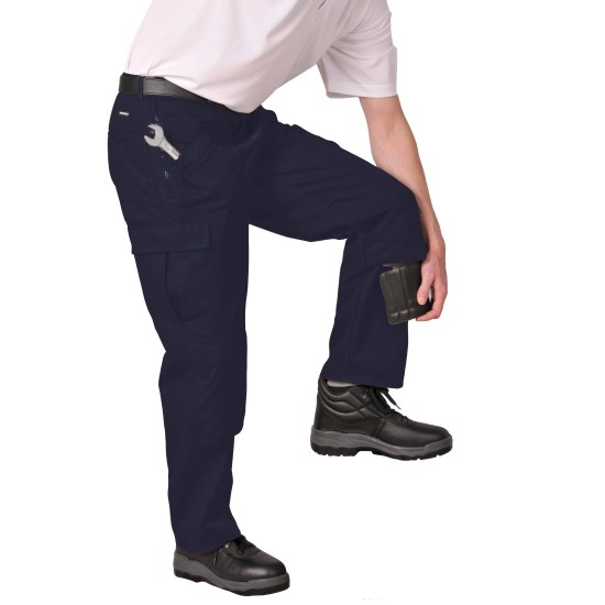 Pantaloni de lucru rezistenti, 11 buzunare, tercot, 245g/m2, eXtra tall, bleumarin