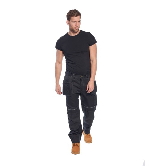 Pantaloni de lucru foarte rezistenti, buzunare pentru scule, tercot, 300g/m2, gama premium PW3 [T602] Gri si negru