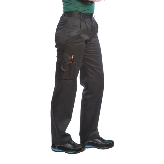 Pantaloni de lucru pentru femei, tercot, 210g/m2, buzunar lateral pe picior [C099] Negru