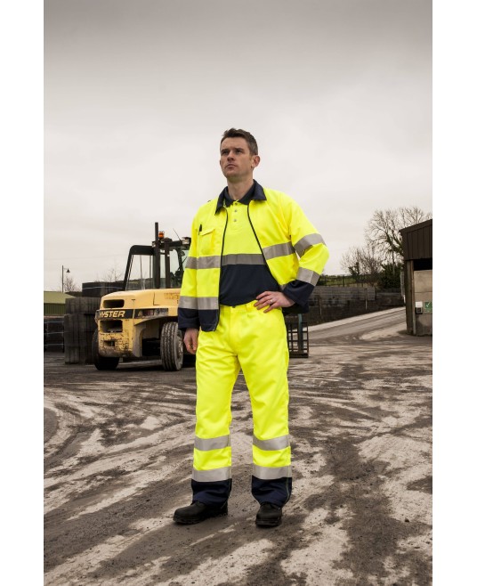 Jacheta HiVis premium tercot 245g/m2, galben bleumarin