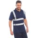 Tricou polo cu maneca scurta pentru barbati, poliester, dungi reflectorizante [F477] Bleumarin